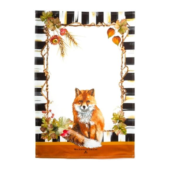 Mackenzie-Childs Fall Fox Dish Towel 18x26 Cotton NEW - Picture 2 of 5